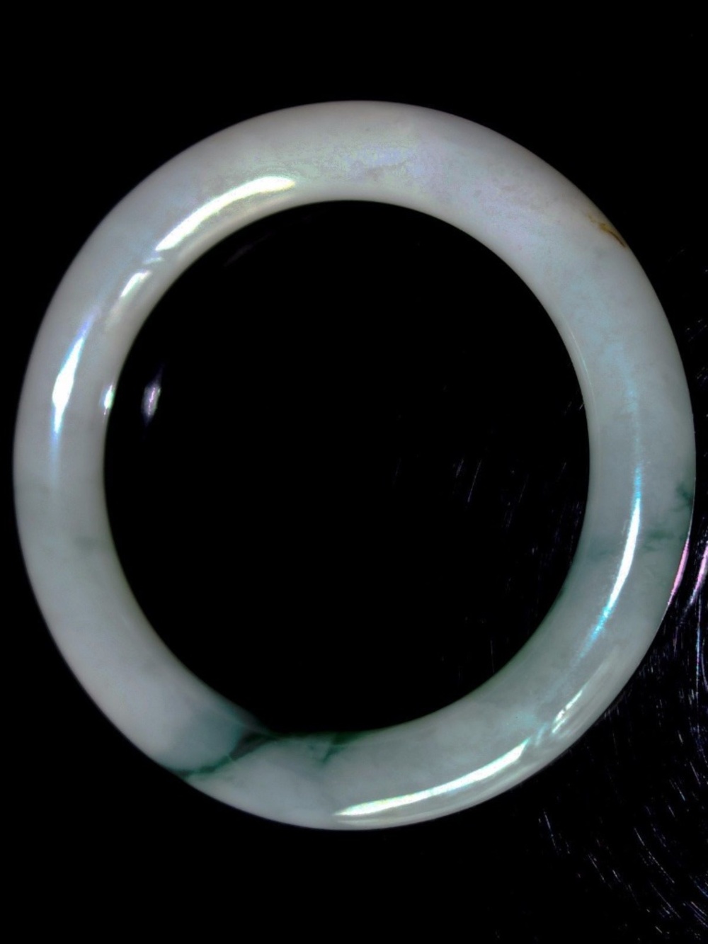 Vintage Translucent Natural Green Jadeite Jade Bangle Bracelet 57.4MM